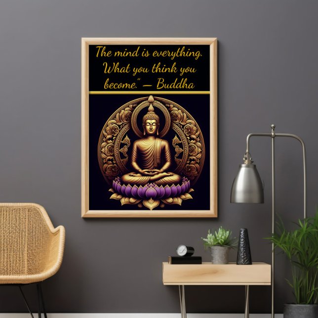 Golden Buddha meditating in lotus. Poster (Creator Uploaded)