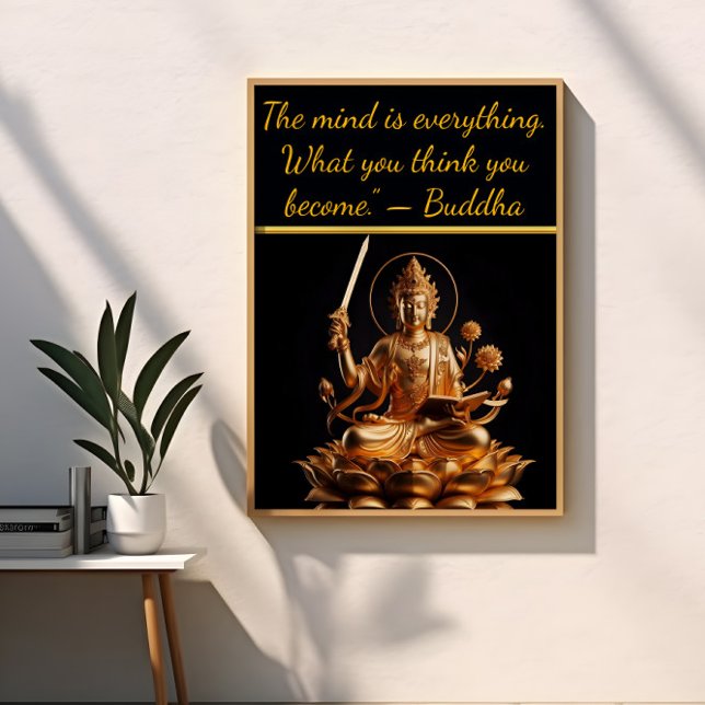 Golden Buddha on lotus throne Poster (Creator Uploaded)