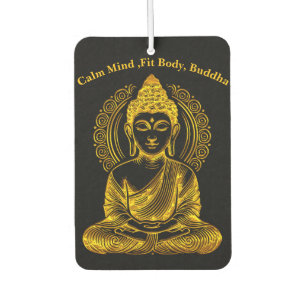 Golden Buddha Sculpture in Serene Meditation Pose Car Air Freshener