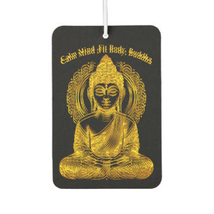 Golden Buddha Sculpture in Serene Meditation Pose Car Air Freshener