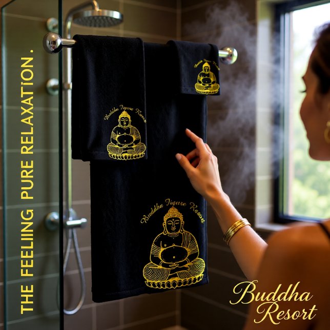 Golden Buddha Statue in Meditation Bath Towel Set (Creator Uploaded)