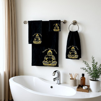 Golden Buddha Statue in Meditation Bath Towel Set