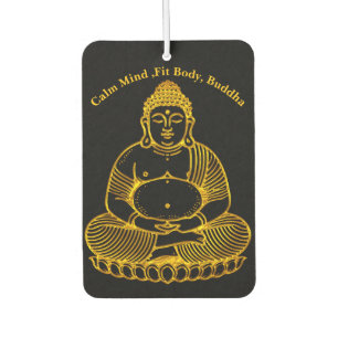 Golden Buddha Statue Meditating in Peaceful Pose Car Air Freshener