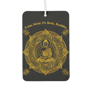 Golden Buddha Surrounded by Intricate Patterns Car Air Freshener