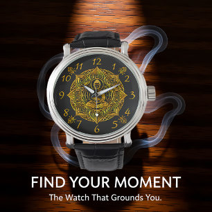 Golden Buddha Surrounded by Intricate Patterns Watch