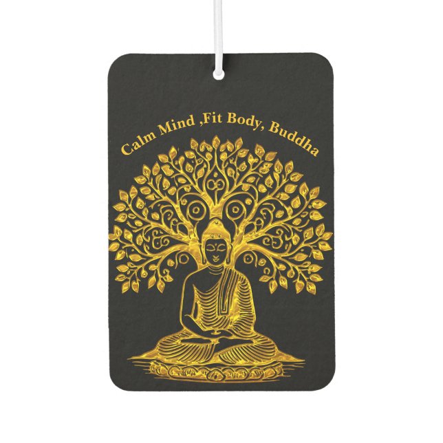 Golden Buddha Under a Tree in Peaceful Meditation Car Air Freshener (Front)