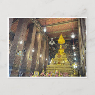golden buddha wat pho bangkok postcard