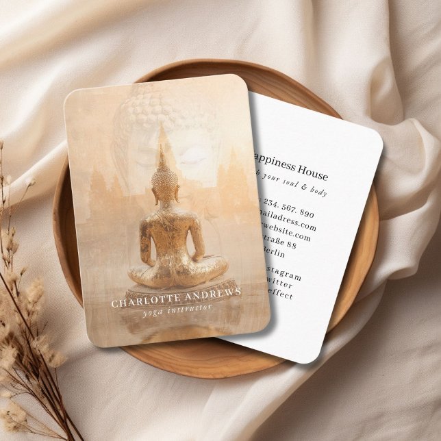 Golden Buddha – Yoga Reiki Meditation  Business Card (Golden Buddha – Yoga Reiki Wellness Business Card)