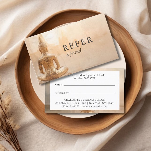 Golden Buddha – Yoga Reiki Salon  Referral Card (Golden Buddha – Yoga Reiki Salon Custom Referral Card)