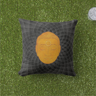 Golden Buddha Zen Mandala Pillow