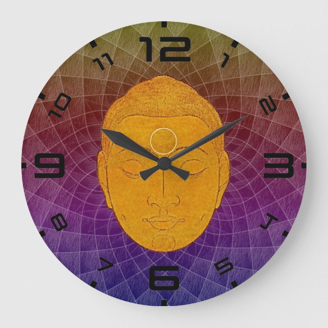 Golden Buddha Zen Mandala Wall Clock (Front)