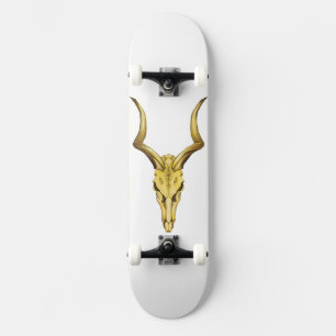 Golden buffalo skull skateboard