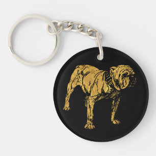 Golden Bulldog Key Ring