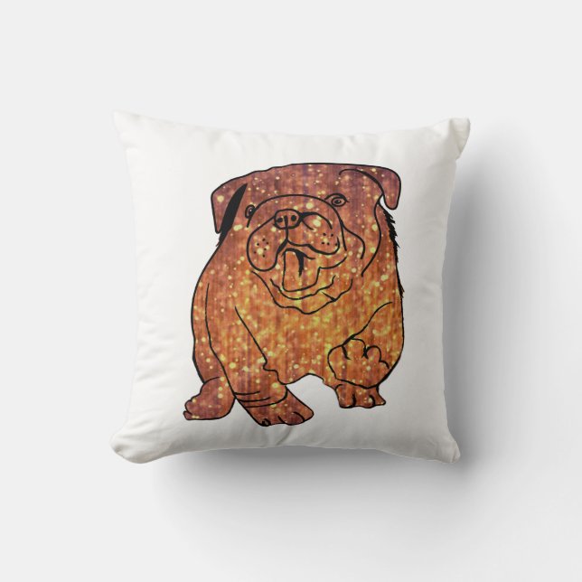 Golden Bulldog  Throw Cushion (Front)