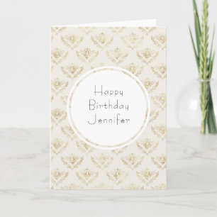 Golden Bumble Bee Pattern Birthday Card