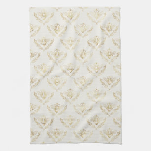 Golden Bumble Bee Pattern Tea Towel