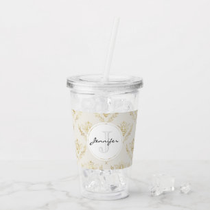 Golden Bumble Bee with a Crown Pattern Acrylic Tumbler