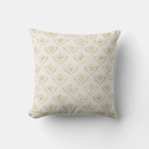 Golden Bumble Bee with a Crown Pattern Cushion