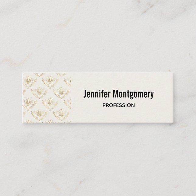 Golden Bumble Bee with a Crown Pattern Mini Business Card (Front)
