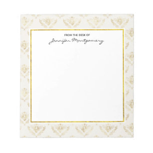 Golden Bumble Bee with a Crown Pattern Notepad