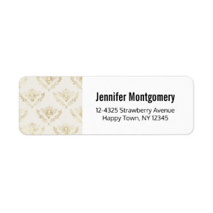 Golden Bumble Bee with a Crown Pattern Return Address Label