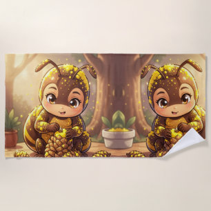 Golden Bumblebee in Bloom Dance.12 Beach Towel