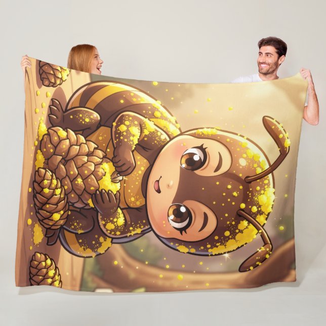 Golden Bumblebee in Bloom Dance.12 Fleece Blanket (In Situ)