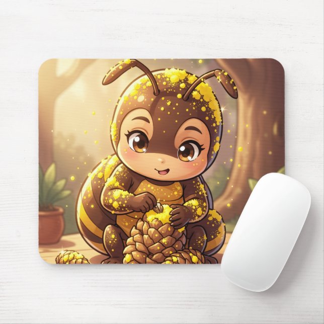 Golden Bumblebee in Bloom Dance.12 Mouse Pad (With Mouse)