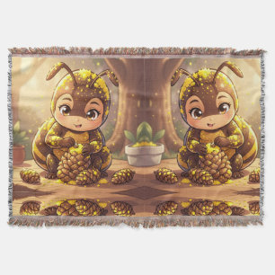 Golden Bumblebee in Bloom Dance.12 Throw Blanket