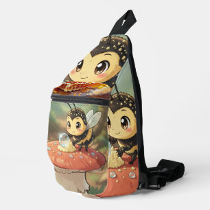 Golden Bumblebee in Floral Dance Sling Bag