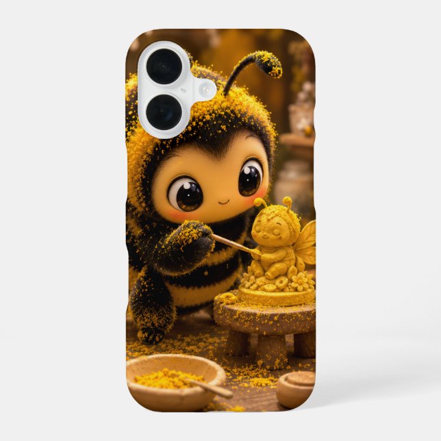 Golden Bumblebee in Flower Dance.12 iPhone 16 Case (Back)