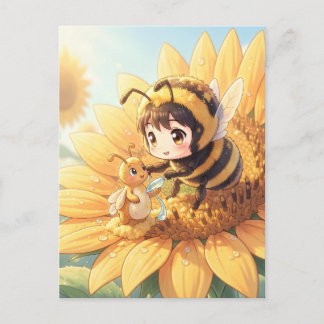 Golden Bumblebee in Flower Dance.7 Postcard