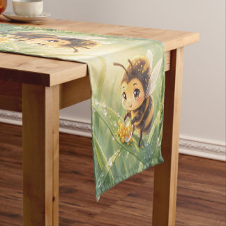 Golden Bumblebee in Flower Dance.8 Short Table Runner