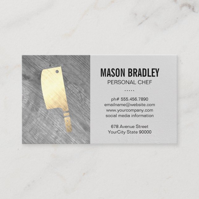 Golden Butcher Knife | Chef Business Card (Front)