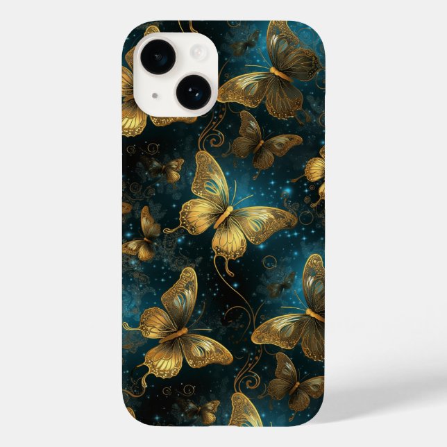Golden Butterflies Barely There iPhone 14 Case (Back)