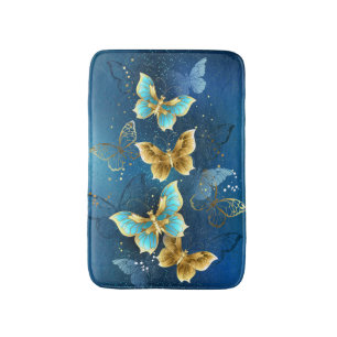Golden butterflies bath mat