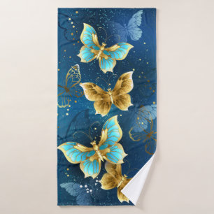 Golden butterflies bath towel
