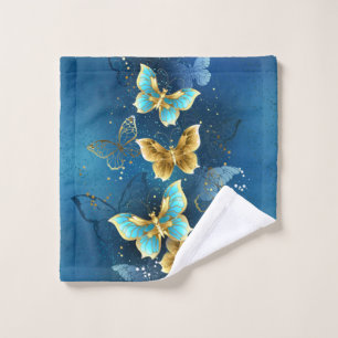Golden butterflies bath towel set