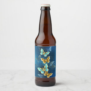 Golden butterflies beer bottle label