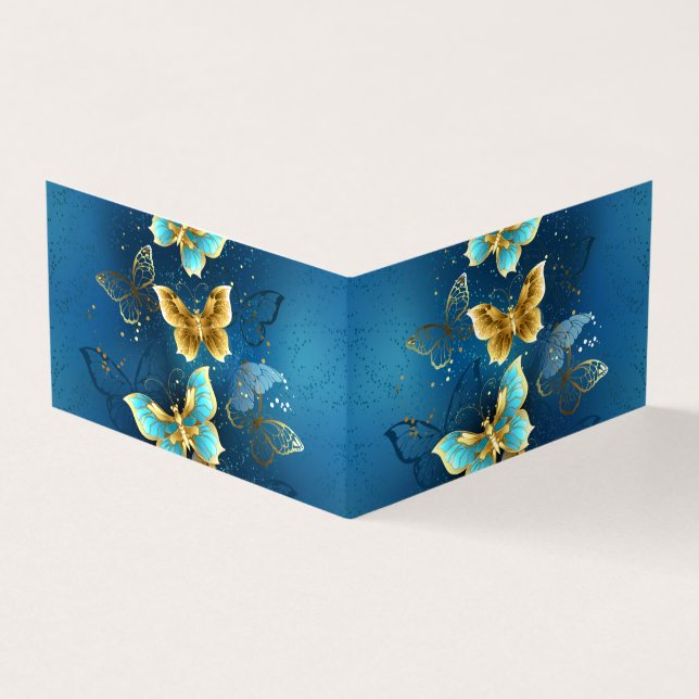 Golden butterflies business card (Outside)