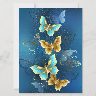 Golden butterflies card