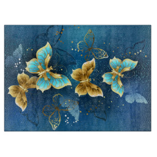 Golden butterflies cutting board