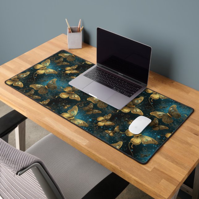 Golden Butterflies Desk Mat (Office 2)