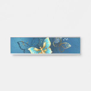 Golden butterflies door sign