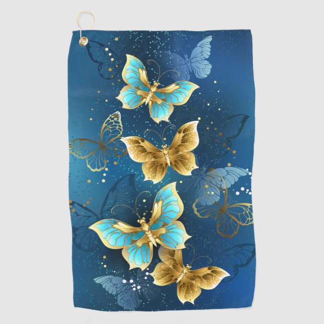 Golden butterflies golf towel (Front)