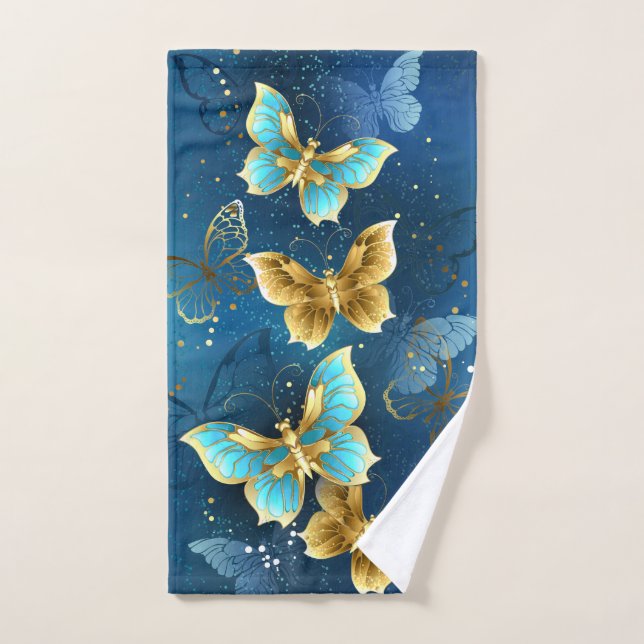 Golden butterflies hand towel (Hand Towel)