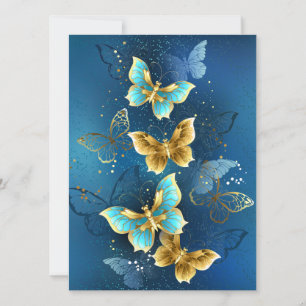 Golden butterflies holiday card
