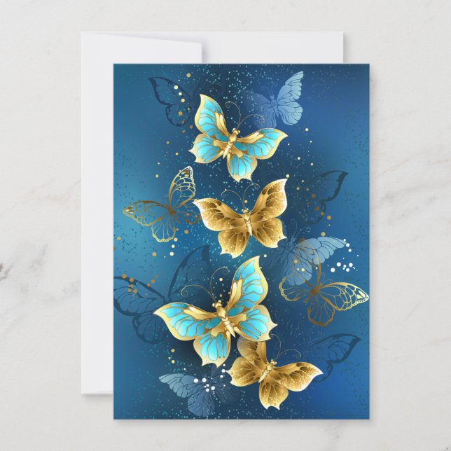 Golden butterflies invitation (Front)