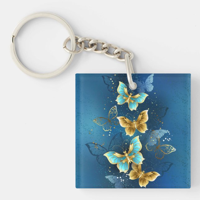 Golden butterflies key ring (Front)