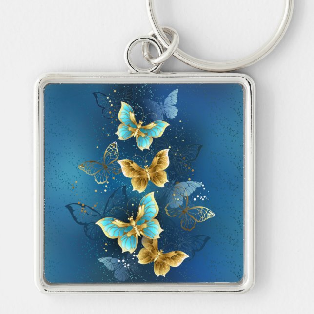 Golden butterflies key ring (Front)